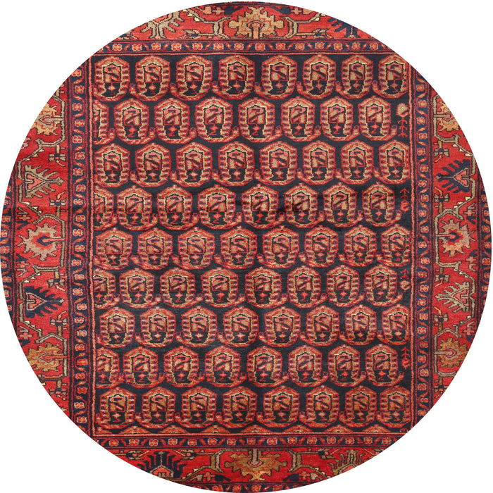 Round Traditional Sienna Brown Persian Rug, tr587