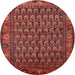 Round Traditional Sienna Brown Persian Rug, tr587