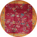 Round Traditional Red Oriental Rug, tr58