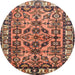 Round Traditional Sand Brown Persian Rug, tr590