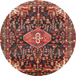 Square Machine Washable Traditional Dark Almond Brown Rug, wshtr591