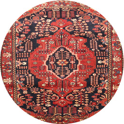 Round Traditional Rust Pink Persian Rug, tr594
