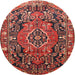 Round Traditional Rust Pink Persian Rug, tr594