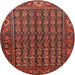 Square Machine Washable Traditional Sienna Brown Rug, wshtr596