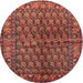 Round Traditional Gold Brown Persian Rug, tr597