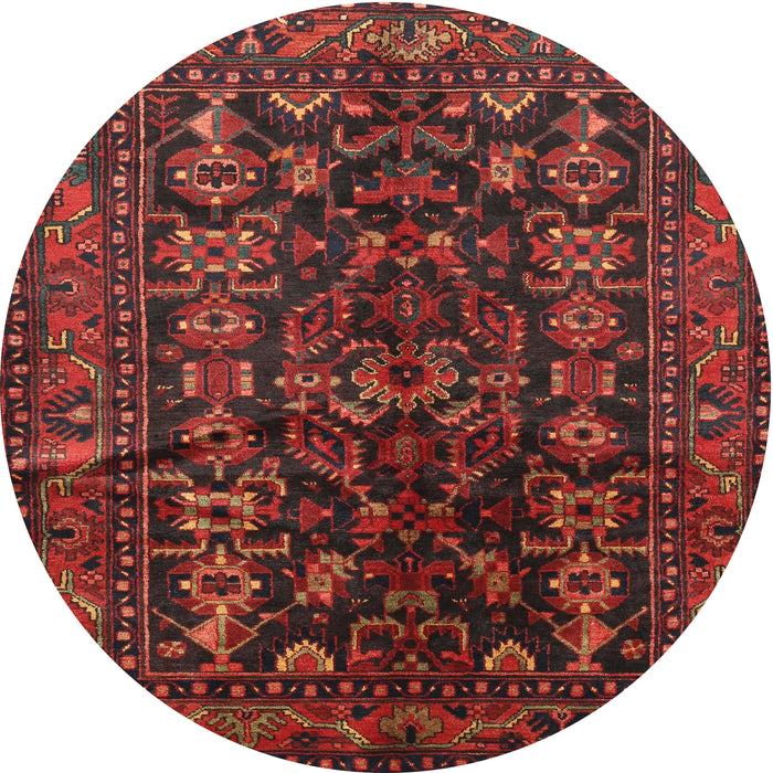 Round Traditional Reddish Brown Persian Rug, tr598