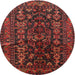 Round Traditional Reddish Brown Persian Rug, tr598