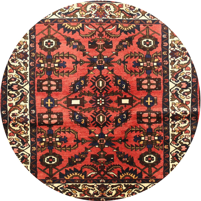 Round Traditional Saffron Red Persian Rug, tr599