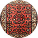 Square Machine Washable Traditional Saffron Red Rug, wshtr599