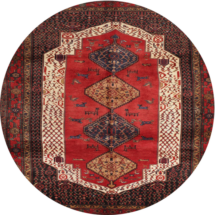 Round Traditional Sienna Brown Persian Rug, tr5