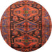 Round Traditional Red Persian Rug, tr600