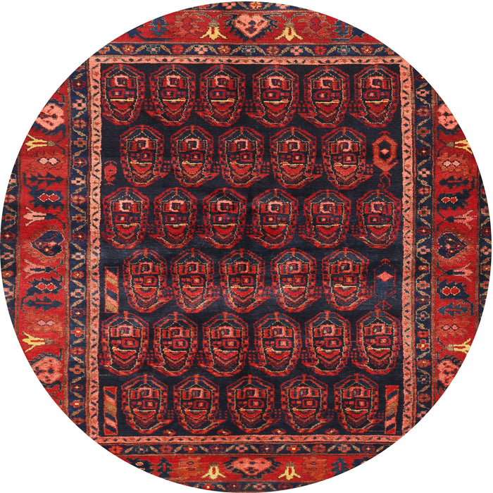 Round Traditional Reddish Brown Persian Rug, tr602