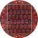 Round Traditional Reddish Brown Persian Rug, tr602