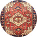 Round Traditional Saffron Red Persian Rug, tr603