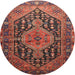 Round Traditional Rust Pink Persian Rug, tr605