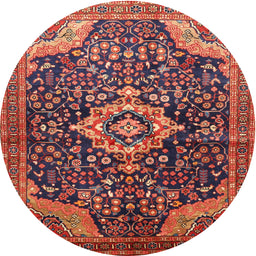 Round Traditional Copper Red Pink Persian Rug, tr606