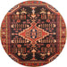 Round Traditional Saffron Red Persian Rug, tr607