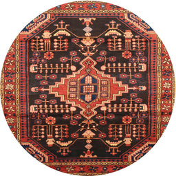 Square Machine Washable Traditional Saffron Red Rug, wshtr607