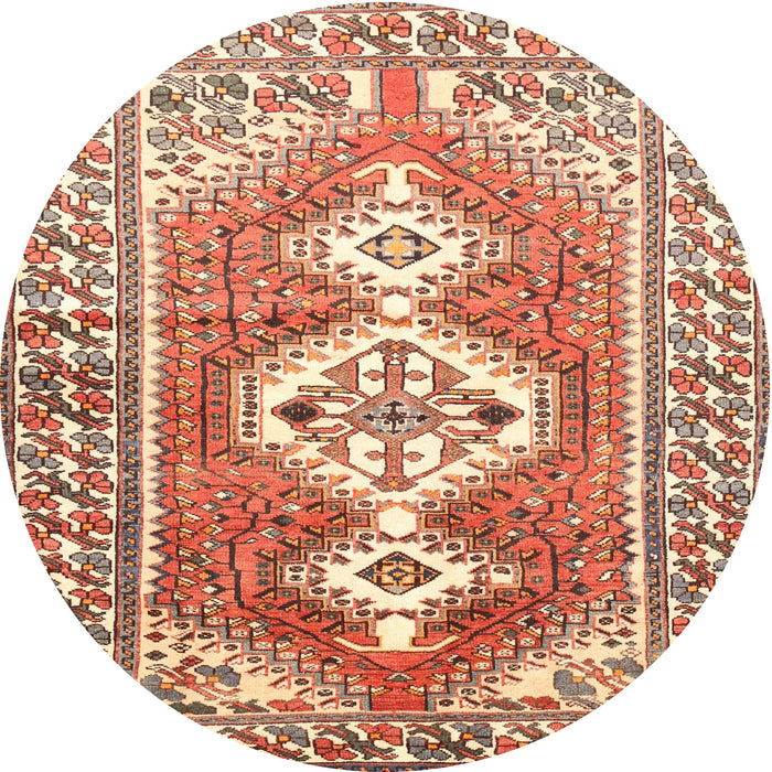 Round Traditional Mahogany Brown Persian Rug, tr609