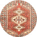 Round Traditional Mahogany Brown Persian Rug, tr609