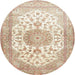 Round Traditional Light Gold Medallion Rug, tr60