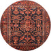 Round Traditional Saffron Red Persian Rug, tr610