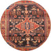 Round Traditional Saffron Red Persian Rug, tr612