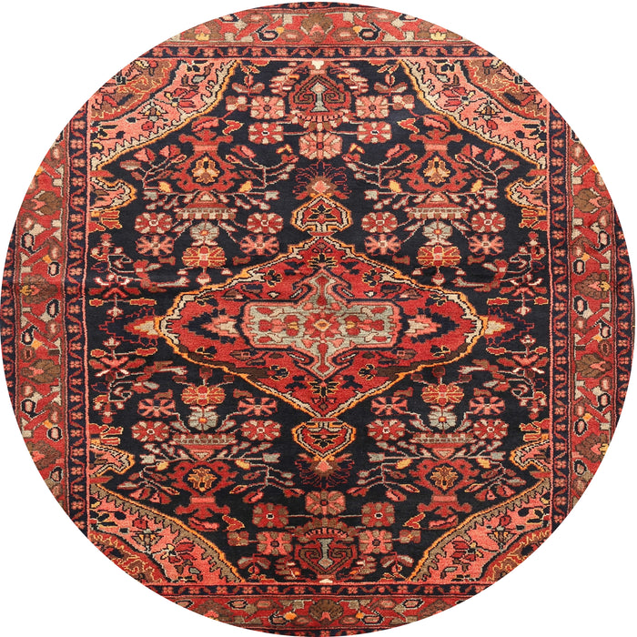 Square Machine Washable Traditional Saffron Red Rug, wshtr613