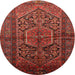 Square Machine Washable Traditional Tomato Red Rug, wshtr614