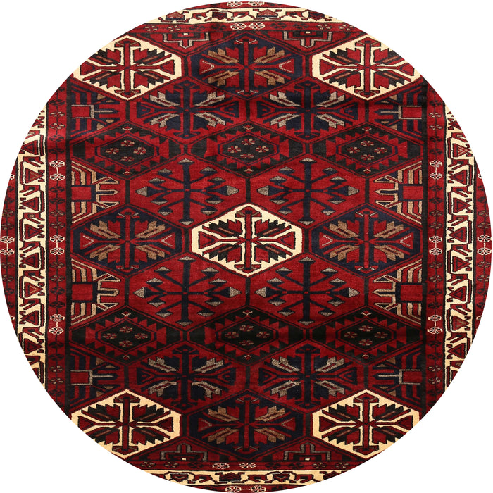 Round Traditional Reddish Brown Persian Rug, tr617