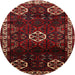 Round Traditional Reddish Brown Persian Rug, tr617