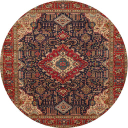 Square Machine Washable Traditional Saffron Red Rug, wshtr61