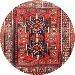 Square Machine Washable Traditional Orange Salmon Pink Rug, wshtr620