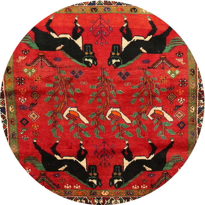 Round Traditional Reddish Brown Persian Rug, tr624