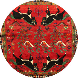 Square Machine Washable Traditional Red Brown Rug, wshtr624