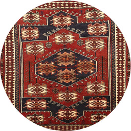 Square Machine Washable Traditional Tomato Red Rug, wshtr626