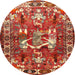 Round Traditional Red Animal Rug, tr627