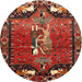 Round Traditional Red Animal Rug, tr628