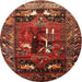 Round Traditional Gold Brown Animal Rug, tr631