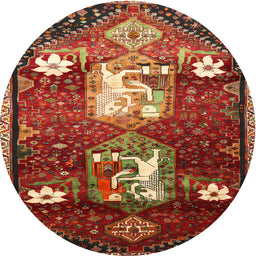 Square Machine Washable Traditional Tomato Red Rug, wshtr632