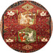 Square Machine Washable Traditional Tomato Red Rug, wshtr632