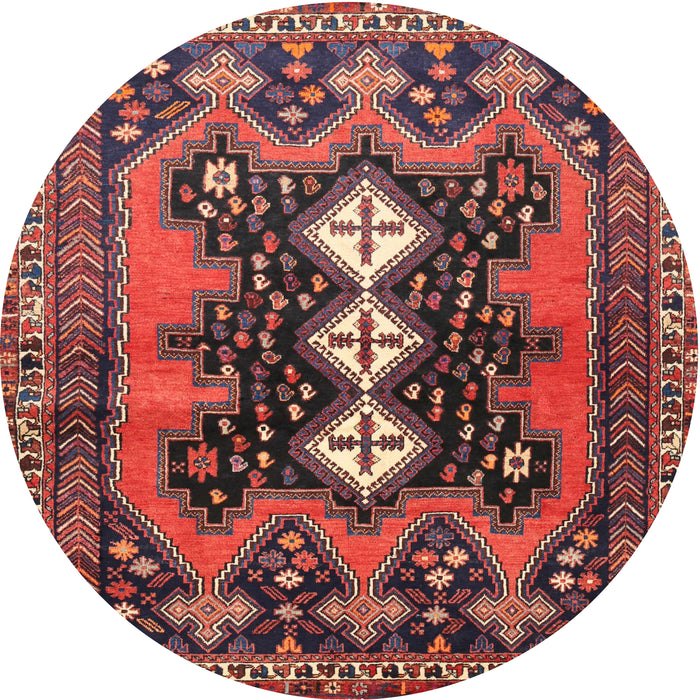 Round Traditional Saffron Red Persian Rug, tr633