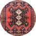 Round Traditional Saffron Red Persian Rug, tr633