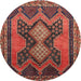 Round Traditional Red Persian Rug, tr634
