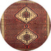 Round Traditional Bronze Brown Persian Rug, tr635