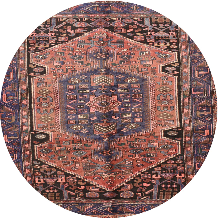 Round Traditional Copper Red Pink Persian Rug, tr639