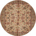 Round Traditional Dark Sienna Brown Persian Rug, tr63