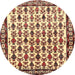 Round Traditional Saffron Red Persian Rug, tr641