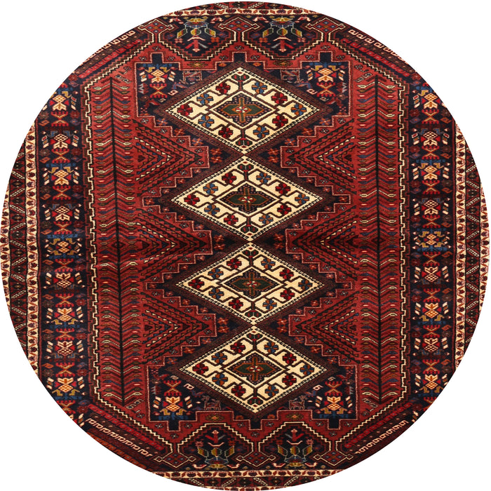 Round Traditional Sienna Brown Persian Rug, tr642