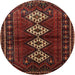 Round Traditional Sienna Brown Persian Rug, tr642